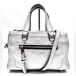 Marc Jacobs Leather mini cruiser crossbody handbag in Silver color
